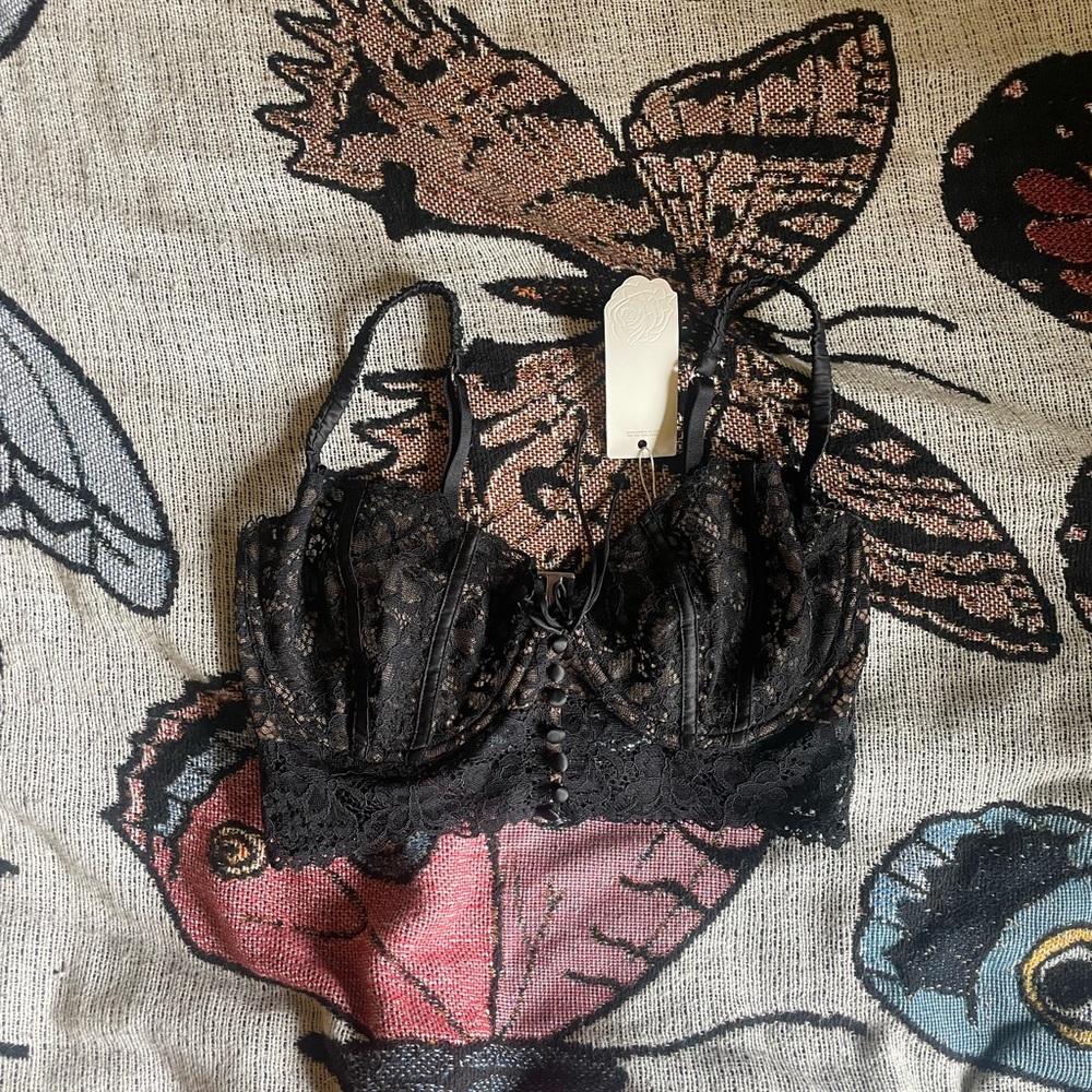 For Love And Lemons Black Lace Bra